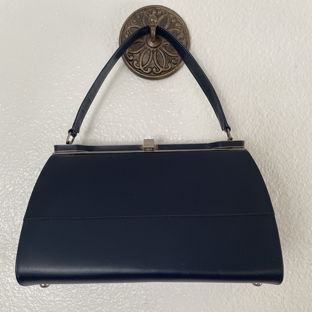 Vintage Naturalizer Handbag Top Handle Non-Leather‎ Vinyl Blue